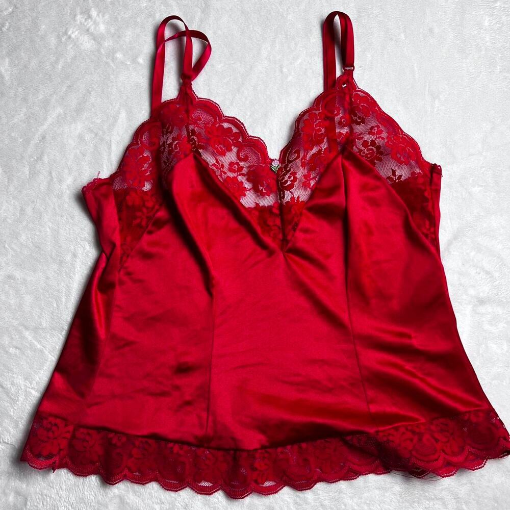 Chantilly Maidenform Vintage red lacy camisole cami tank size 34 USA Made